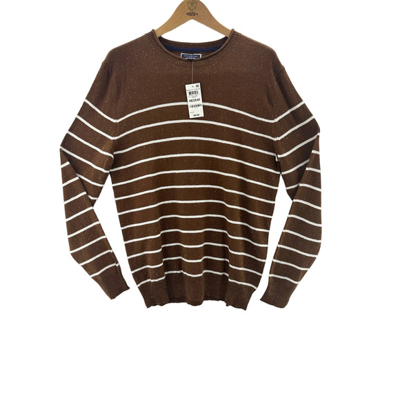Club Room, Men's Gregor Striped Sweater, Brown, Size Medium MSRP$65 - Picture 1 of 7